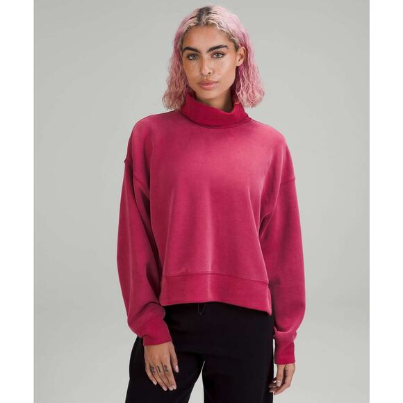 Lululemon Softstreme Turtleneck Pullover Pomegranate Pink Size 2 Lounge Layer - Picture 1 of 7